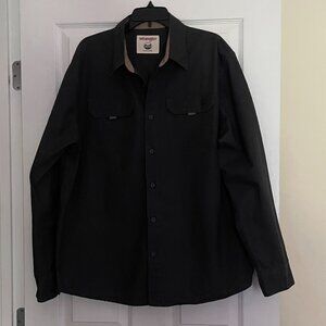Men's Wrangler Shirt Like New Heavy Duty Black 100% Cotton Long Sleeves Size XL